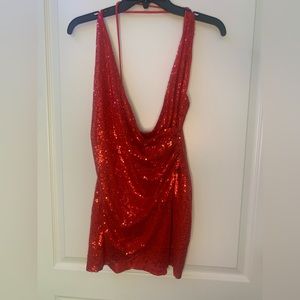 Red sequin dress